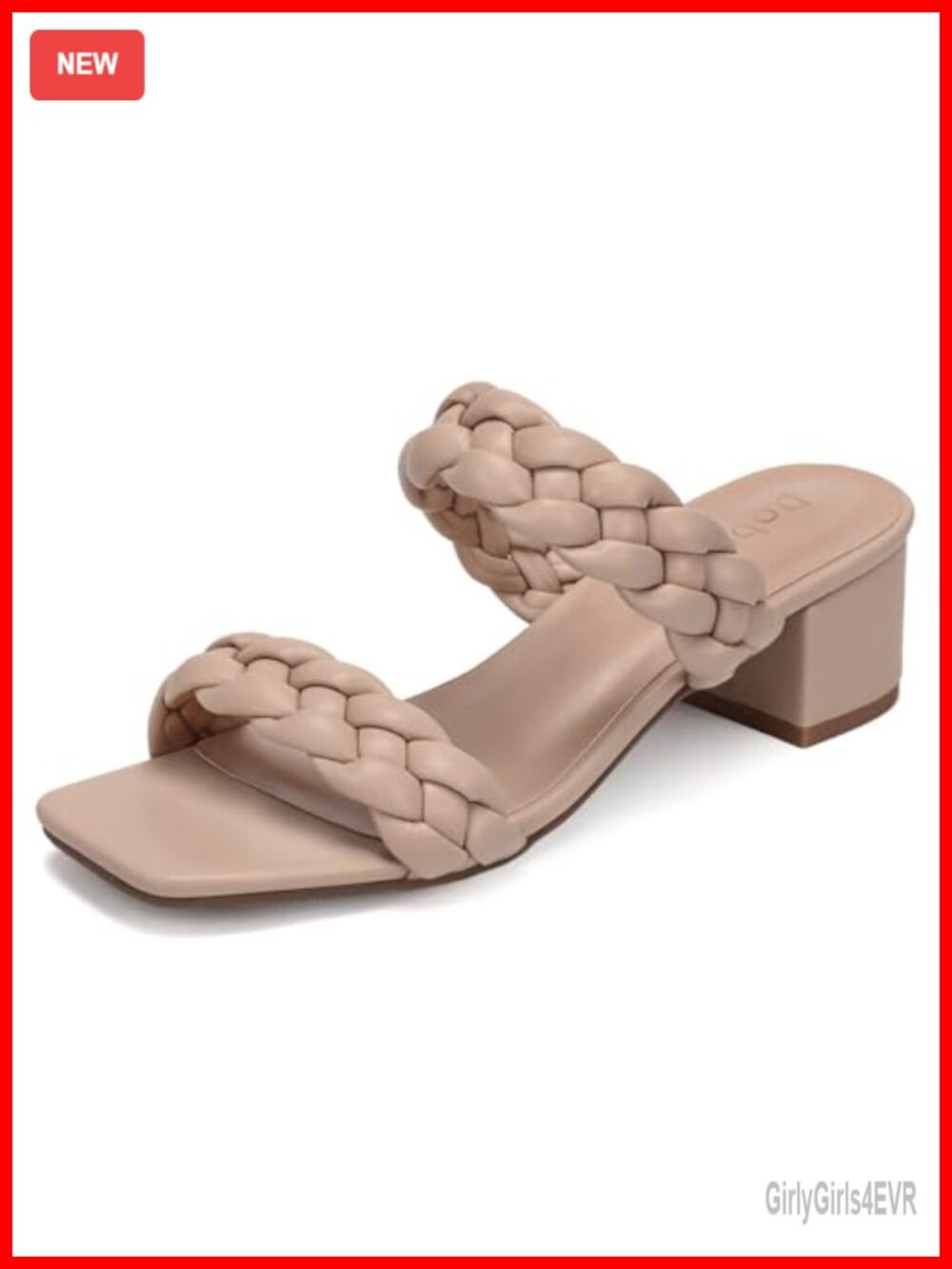 Wide Width Chunky Heels Sandals Square Open Toe Braided Dressy Summer